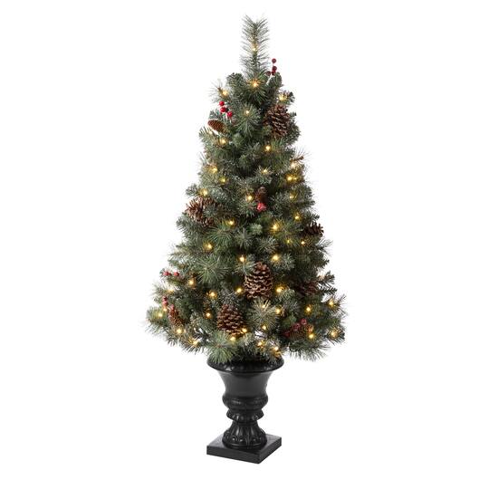 4ft. Pre-Lit Artificial Christmas Tree Set, Warm White LED Lights